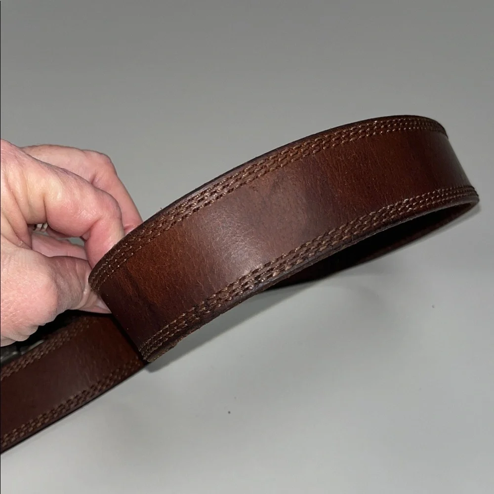 Brown Leather Belt with Silver Buckle